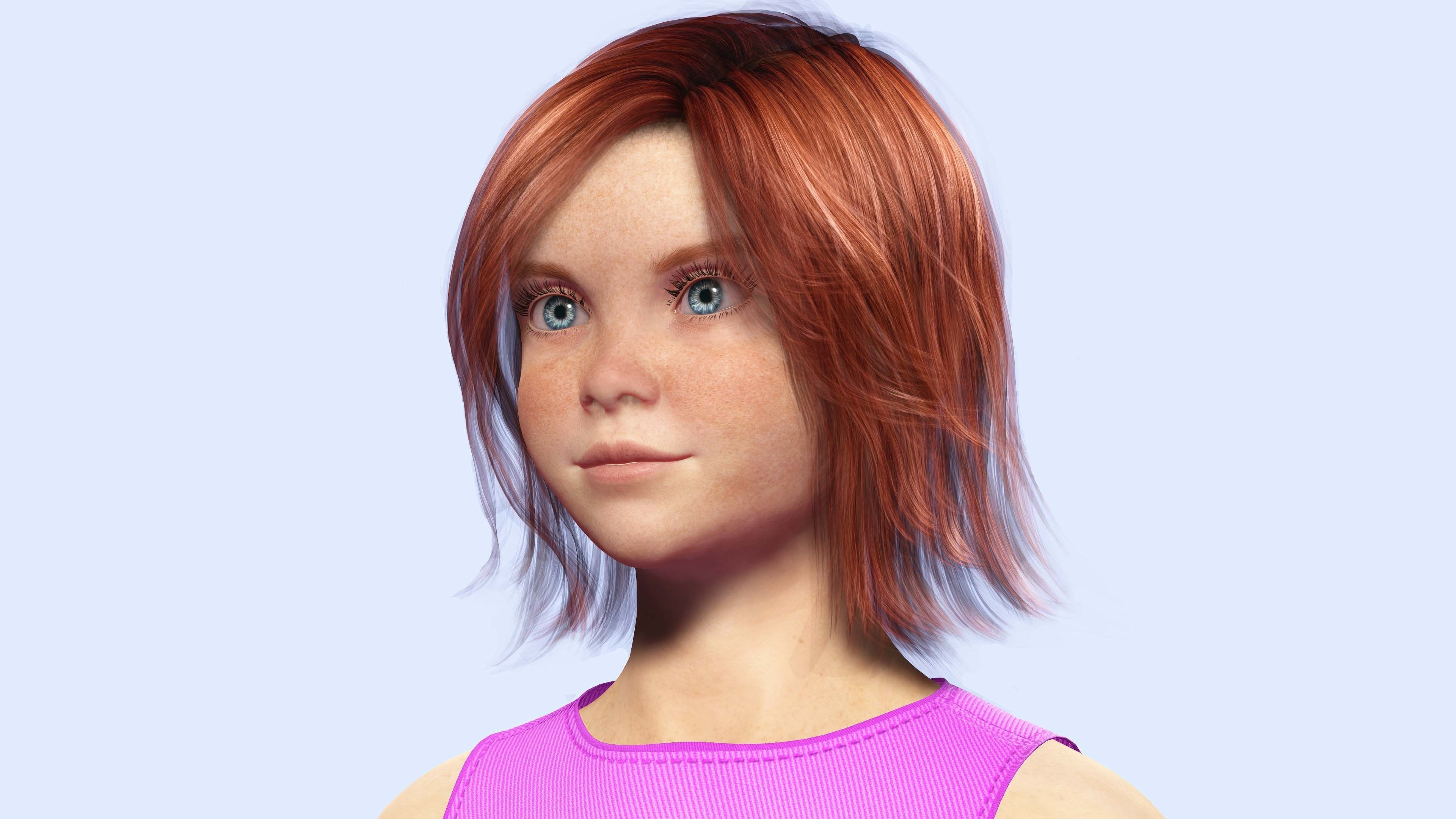 Jesyka-Realistic girl Low-poly 3D model_4