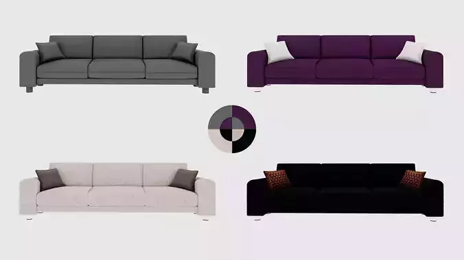 Elegant 3-Seater Sofa with Fabric Textures