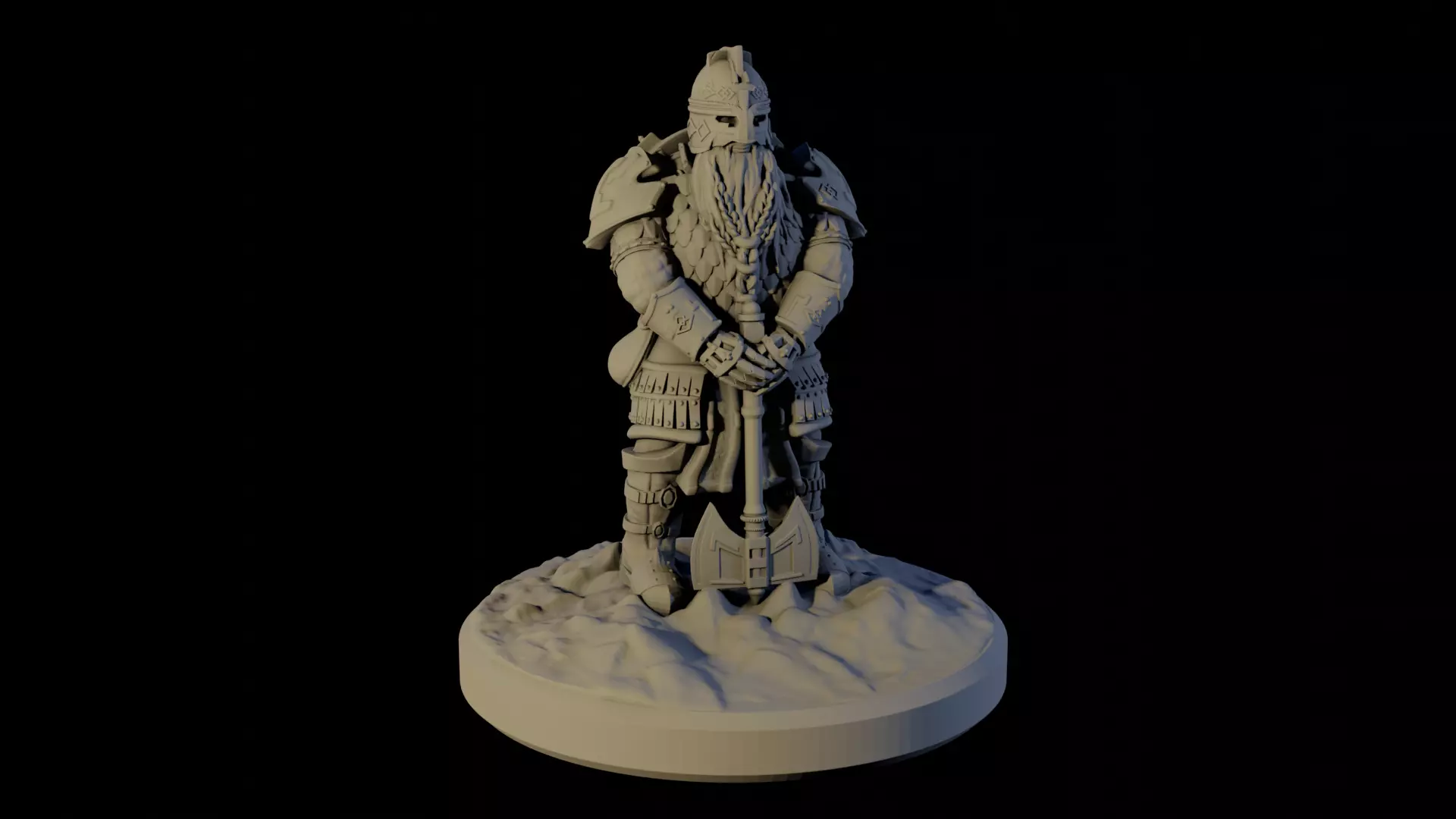 Dwarven warrior guard miniature printable 3D print model_0