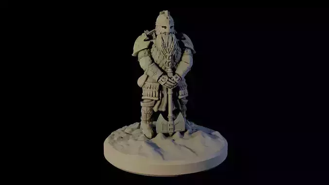 Dwarven warrior guard miniature printable