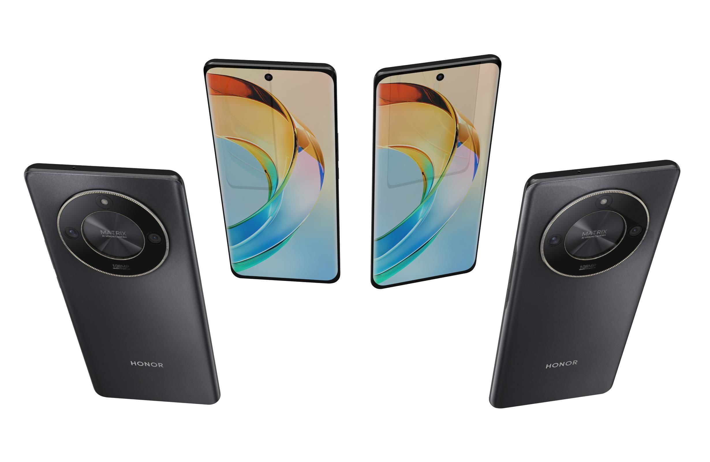 Honor X50 Black Low-poly 3D model_4