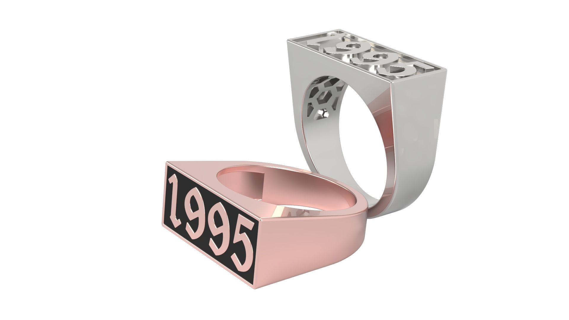 1995 Ring Set with and without gallery Size 5 - 9 US 3D print model_7