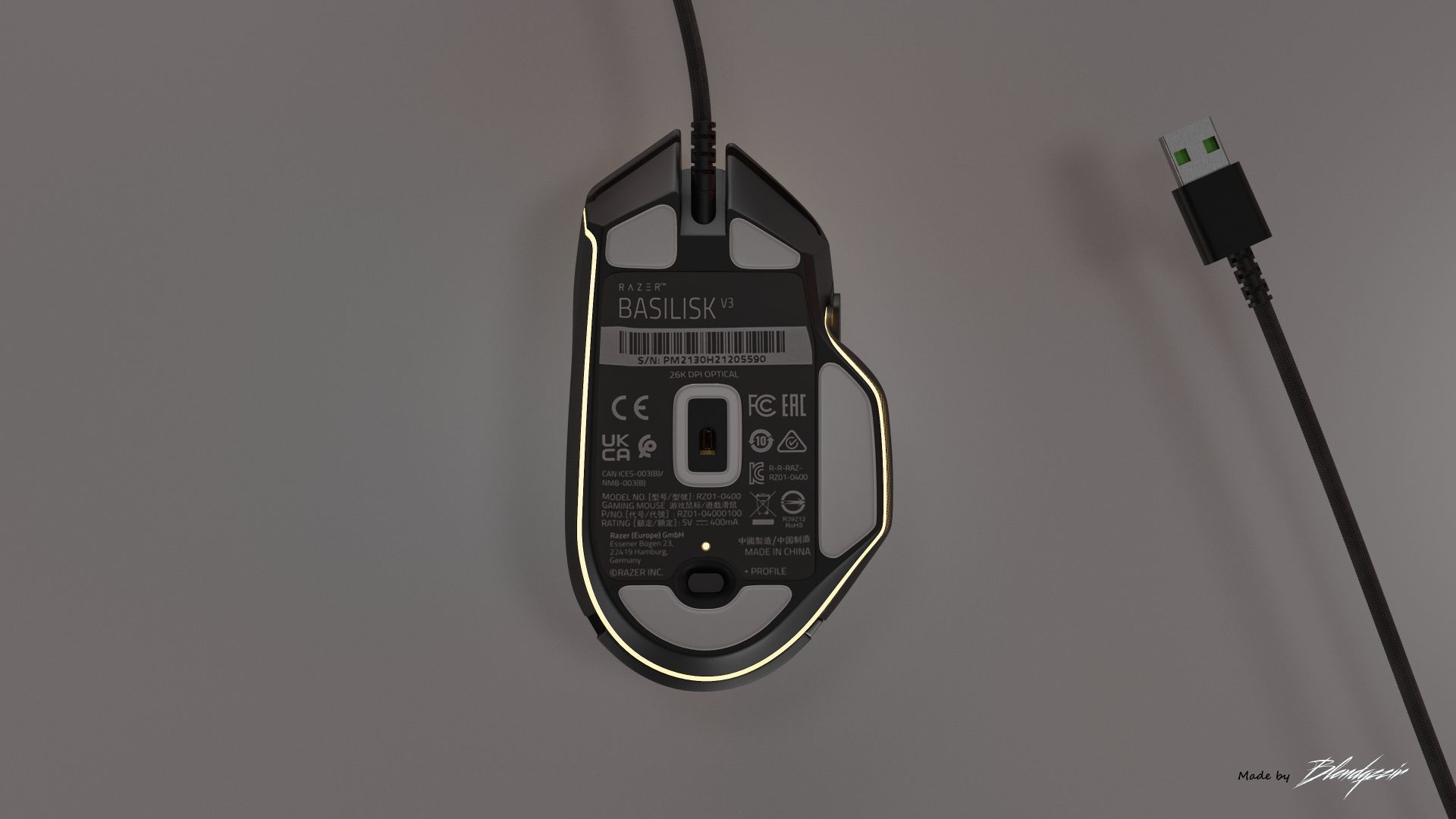 RAZER BASILISK V3 WIRED 3D model_9