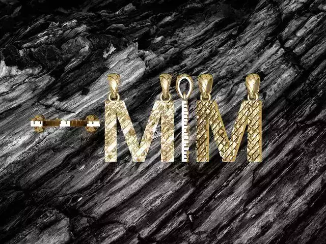 M Letter Alphabet Tiles Texture Pendant 3D Print Model