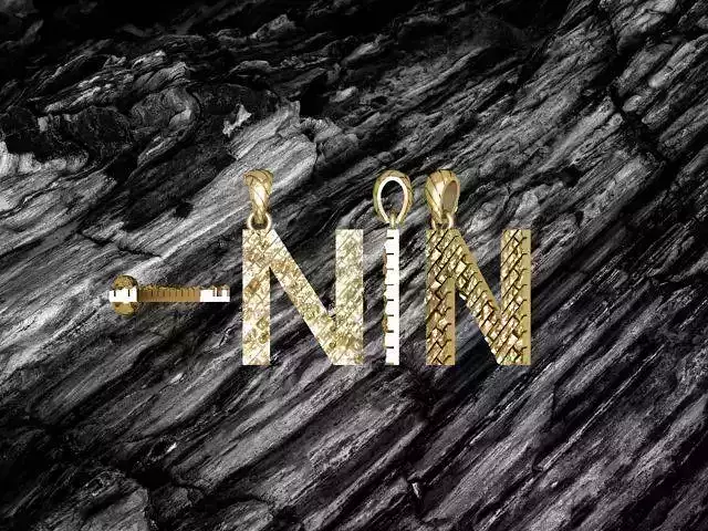 N Letter Alphabet Tiles Texture Pendant 3D Print Model