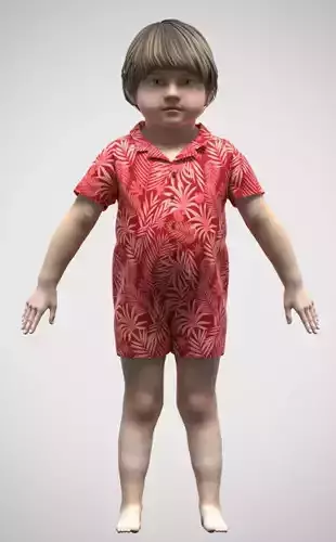 Baby Romper rigged model  Low-poly 3D model