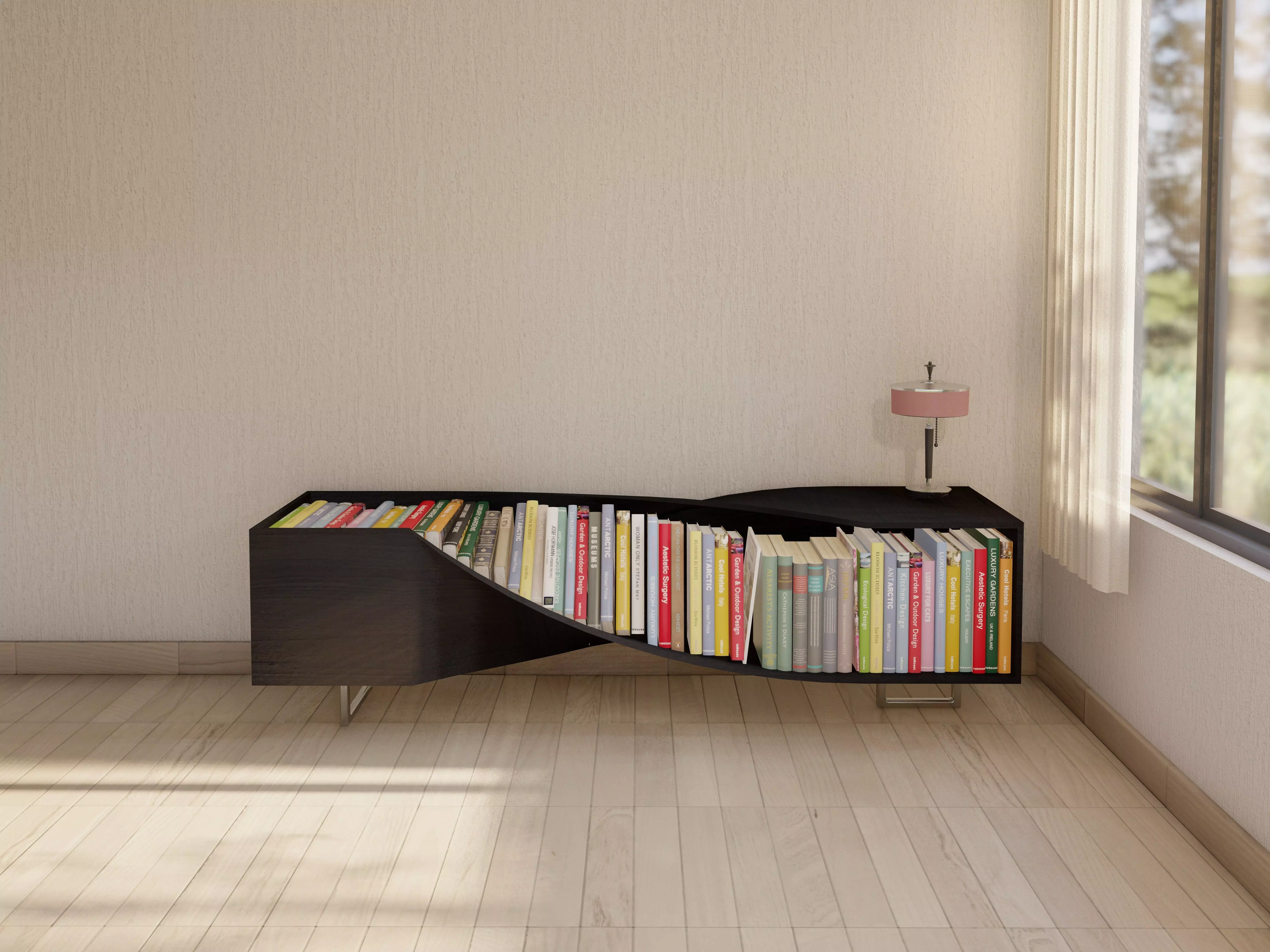 Book groove table Low-poly 3D model_0