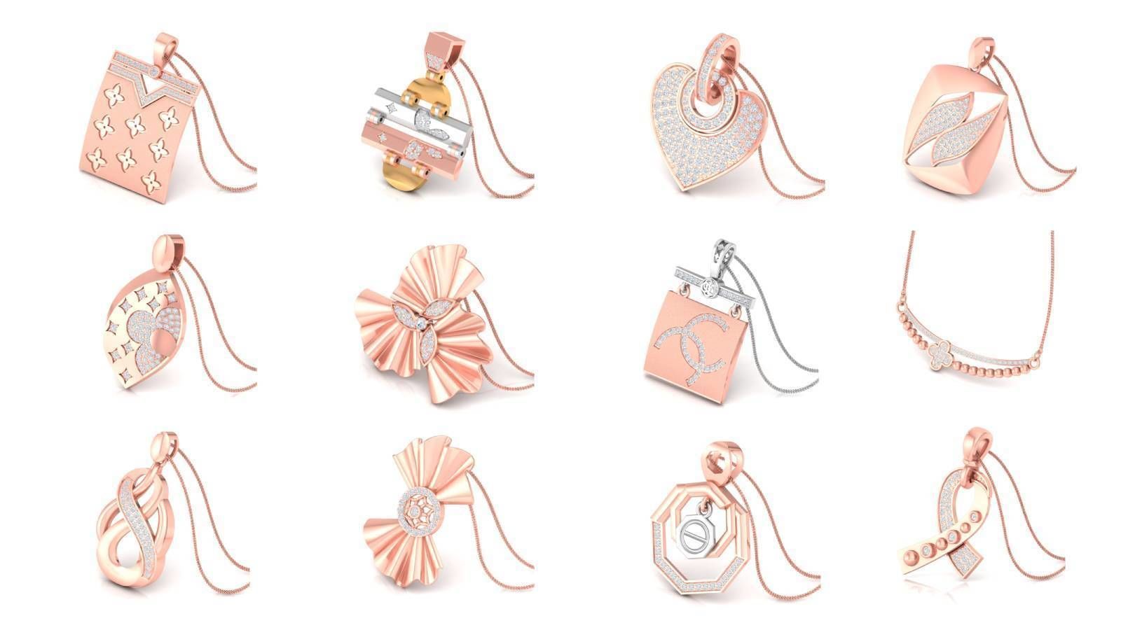 67 Cocktail Diamond Pendant Collection 3dm stl renders 3D Model 3D print model_2