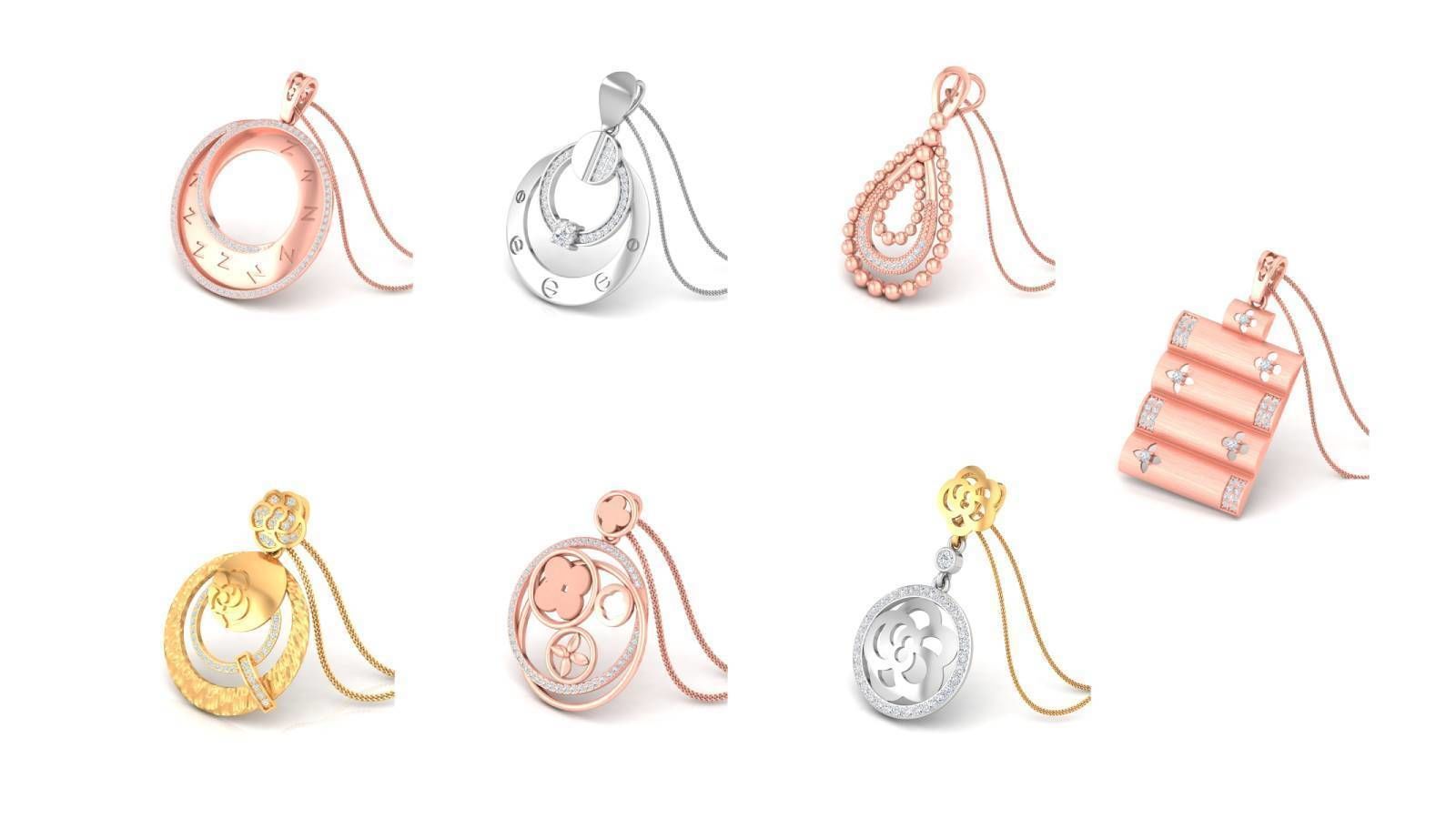 67 Cocktail Diamond Pendant Collection 3dm stl renders 3D Model 3D print model_5