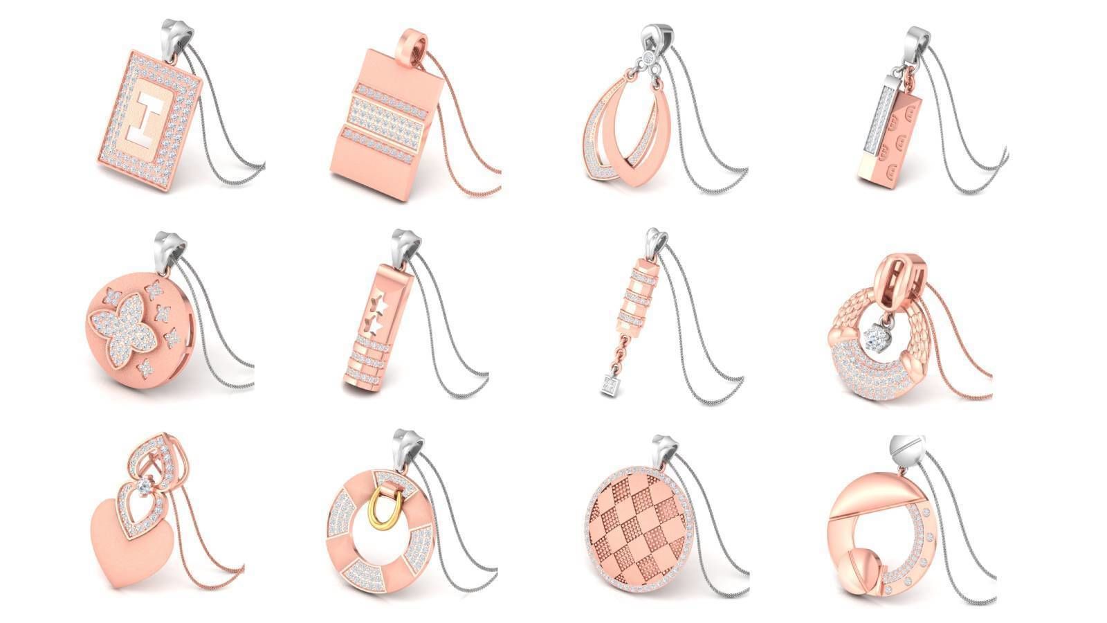 67 Cocktail Diamond Pendant Collection 3dm stl renders 3D Model 3D print model_1