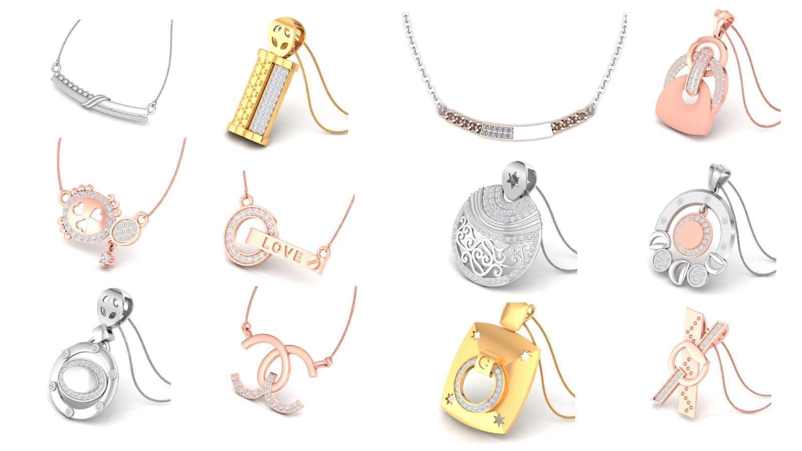 67 Cocktail Diamond Pendant Collection 3dm stl renders 3D Model 3D print model_4