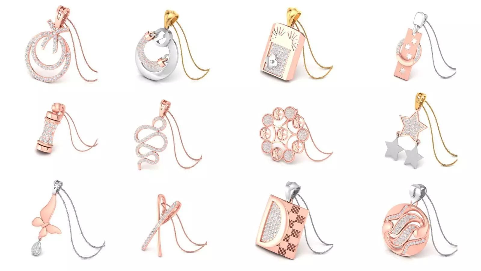 67 Cocktail Diamond Pendant Collection 3dm stl renders 3D Model 3D print model_0