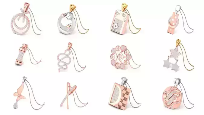 67 Cocktail Diamond Pendant Collection 3dm stl renders 3D Model