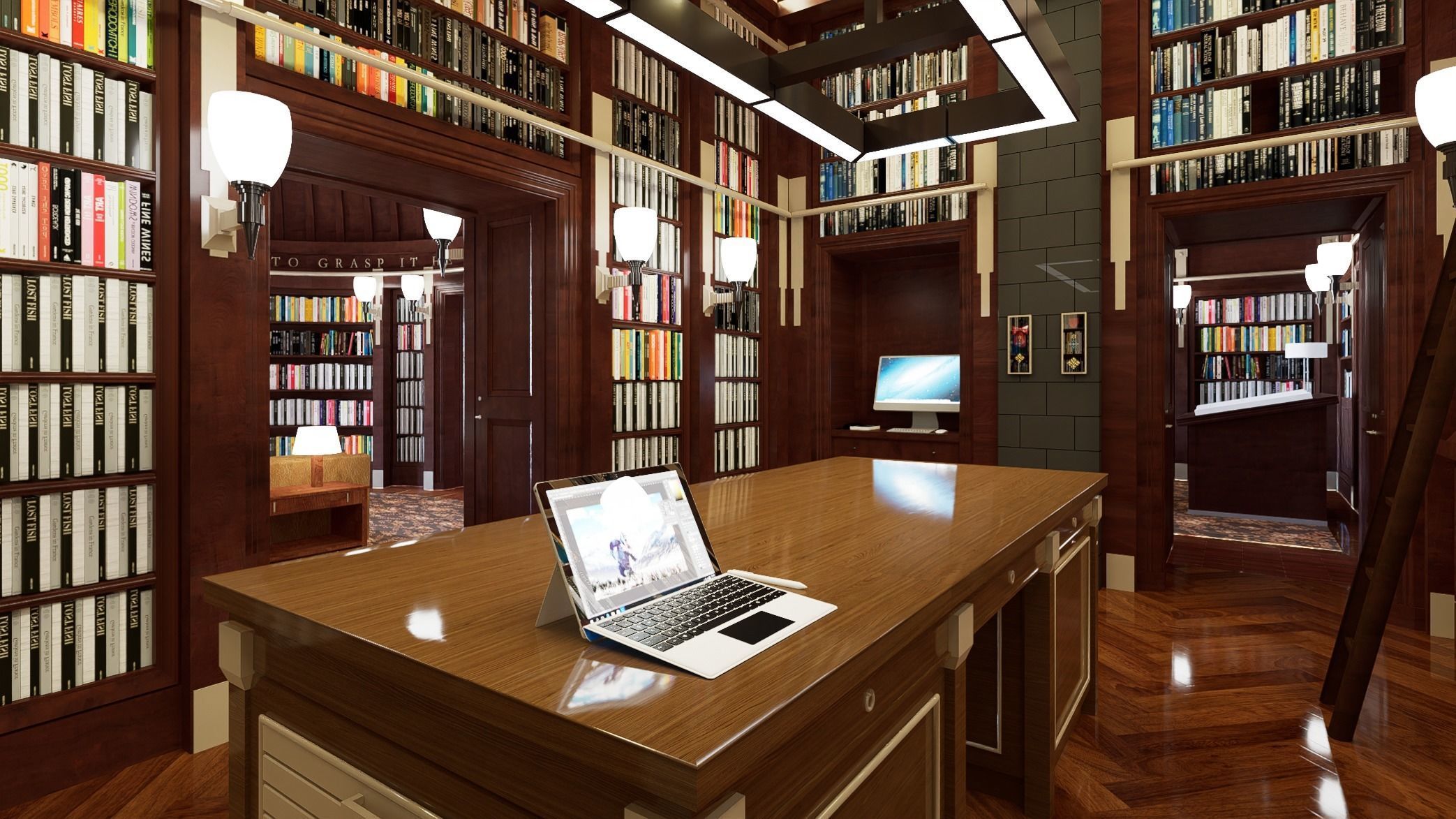  Old library European style library 3D model_4