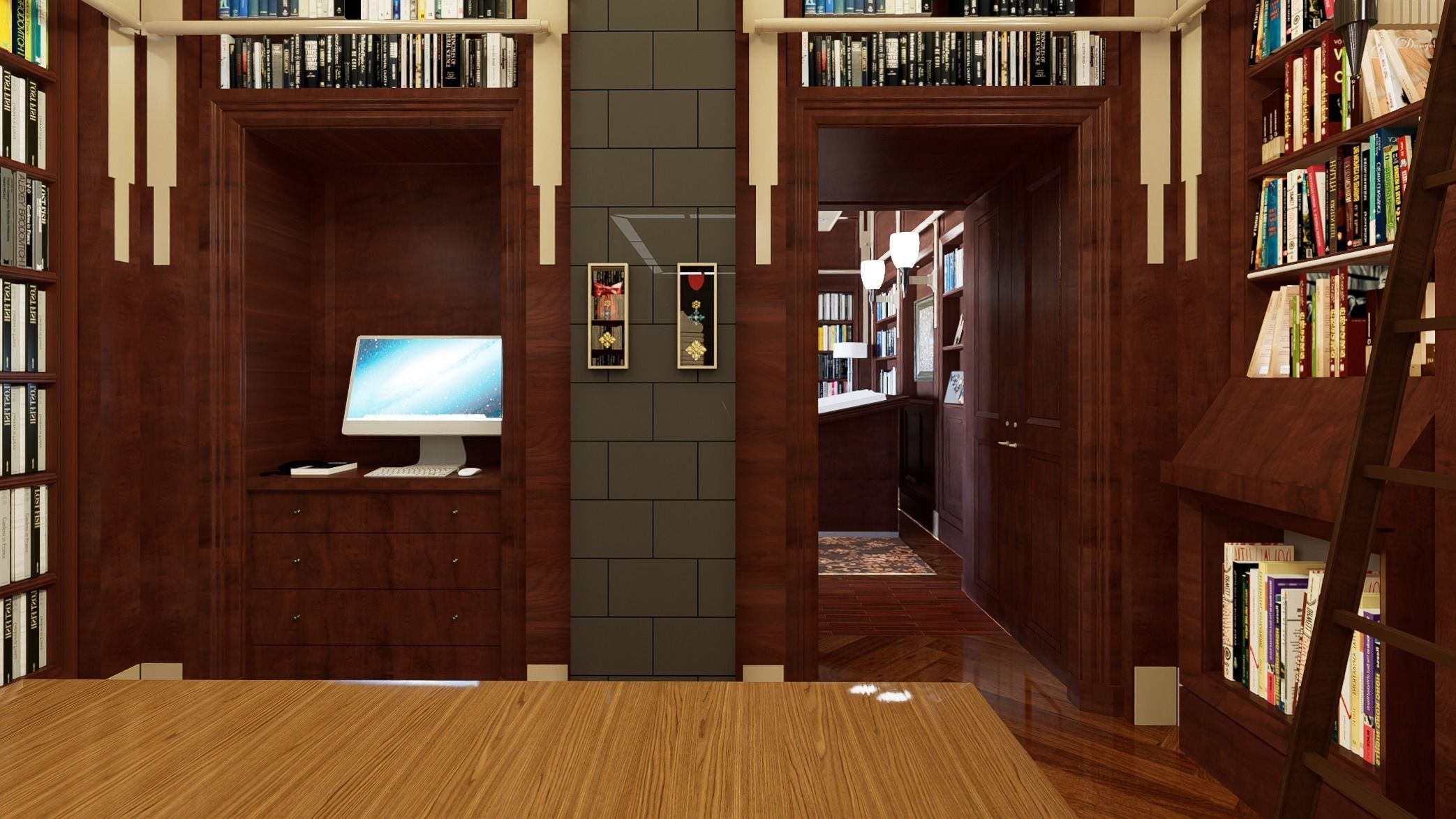  Old library European style library 3D model_5