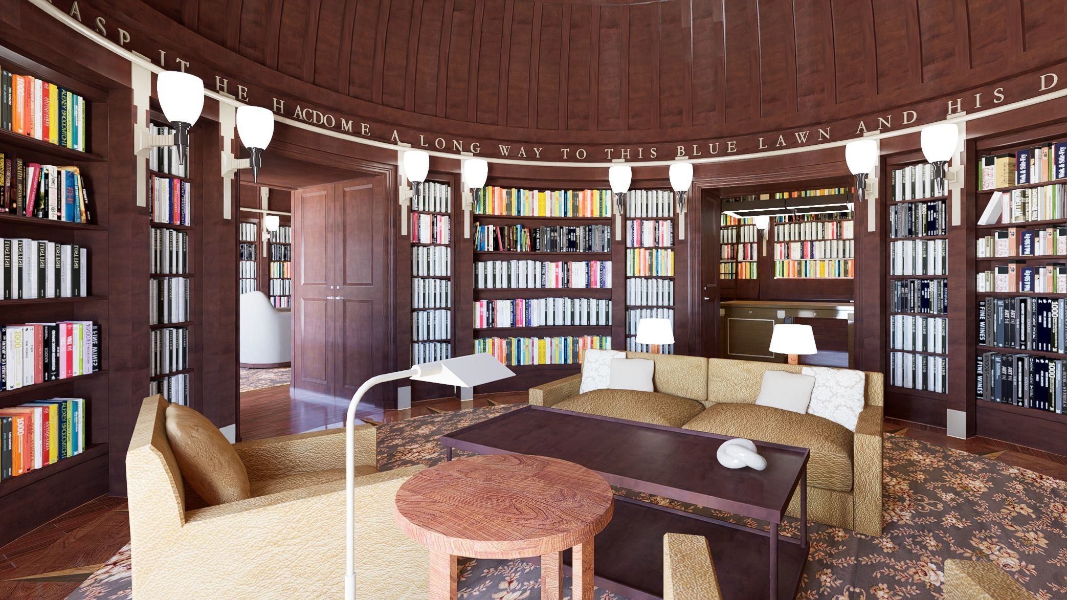  Old library European style library 3D model_3