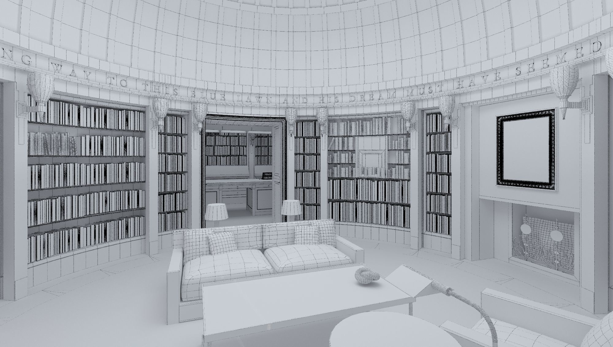  Old library European style library 3D model_8