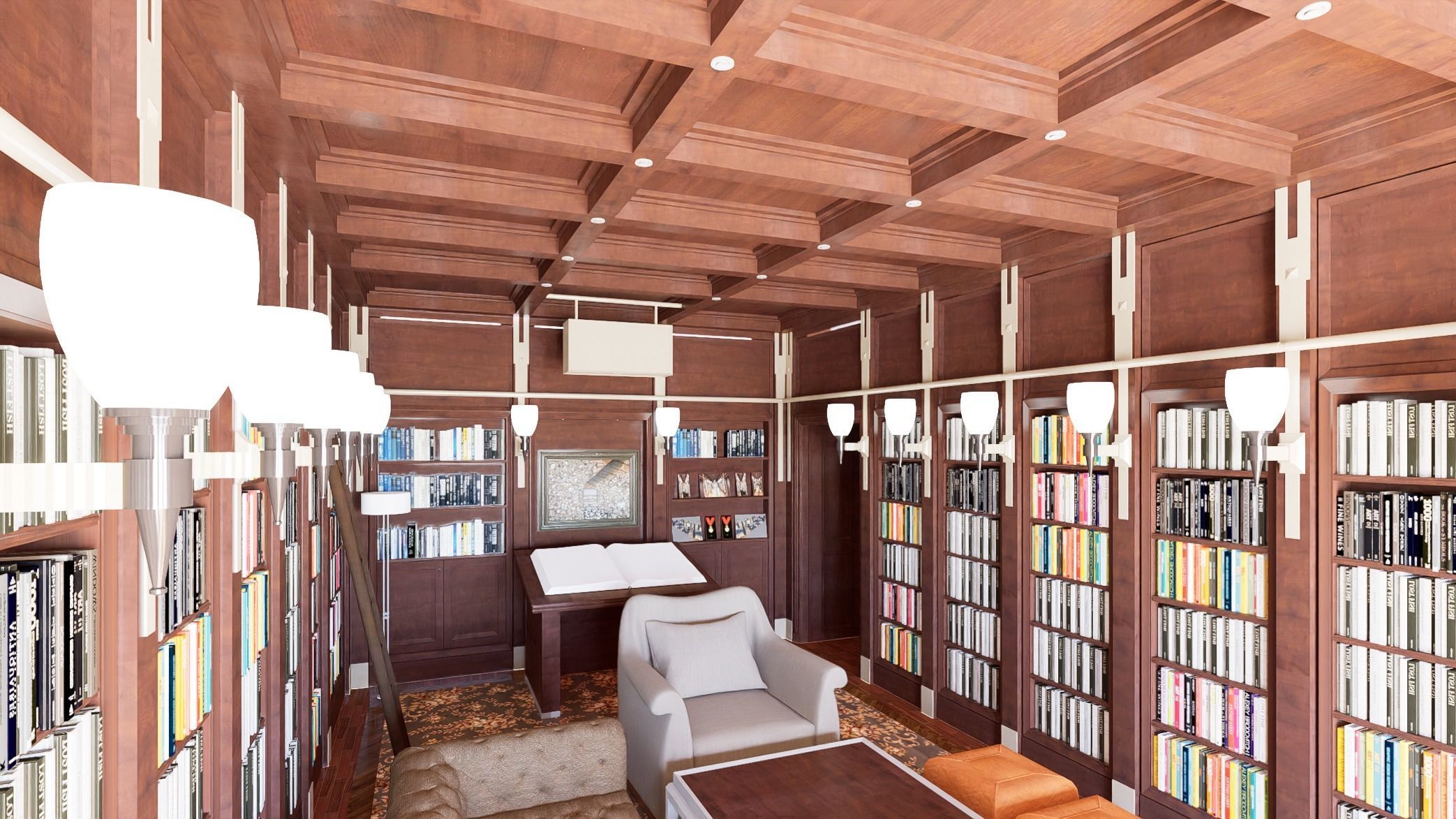  Old library European style library 3D model_6