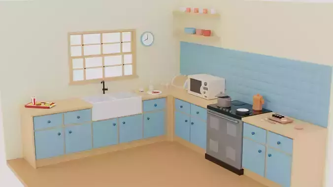 Lowpoly Kitchen Set