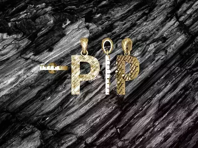 P Letter Alphabet Tiles Texture Pendant 3D Print Model