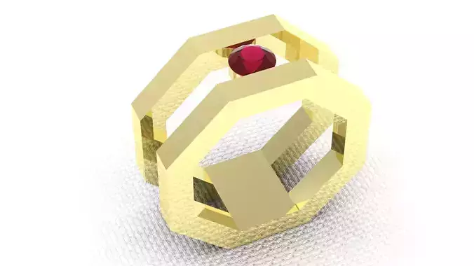 Octagonal Double Arc Ring
