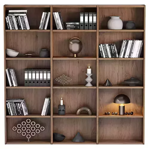  Bookcase and minimal wood with decor 01