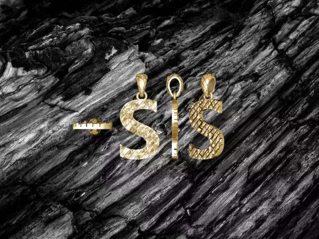 S Letter Alphabet Tiles Texture Pendant 3D Print Model 3D print model