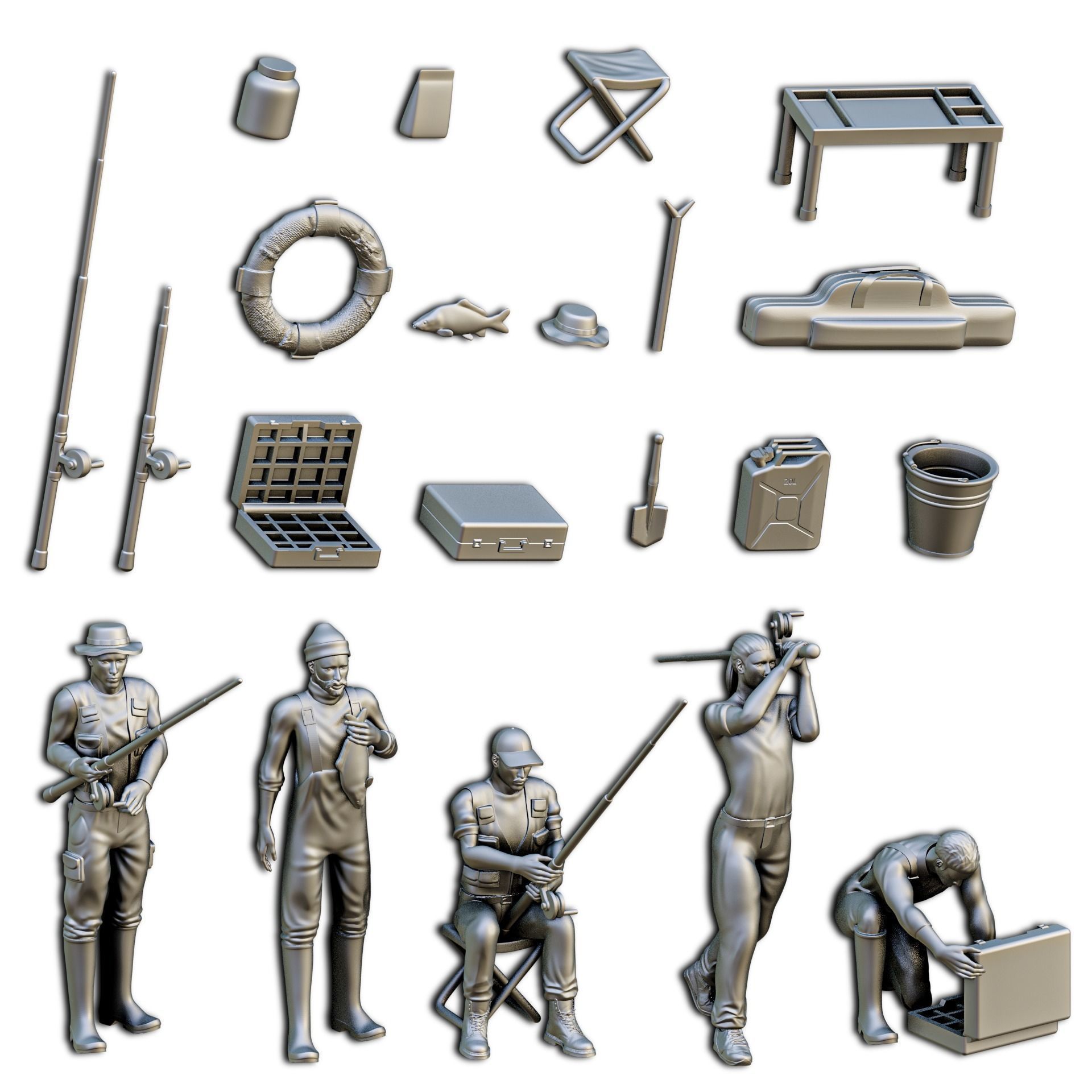 Fishing Diorama Pack 3D print model_1