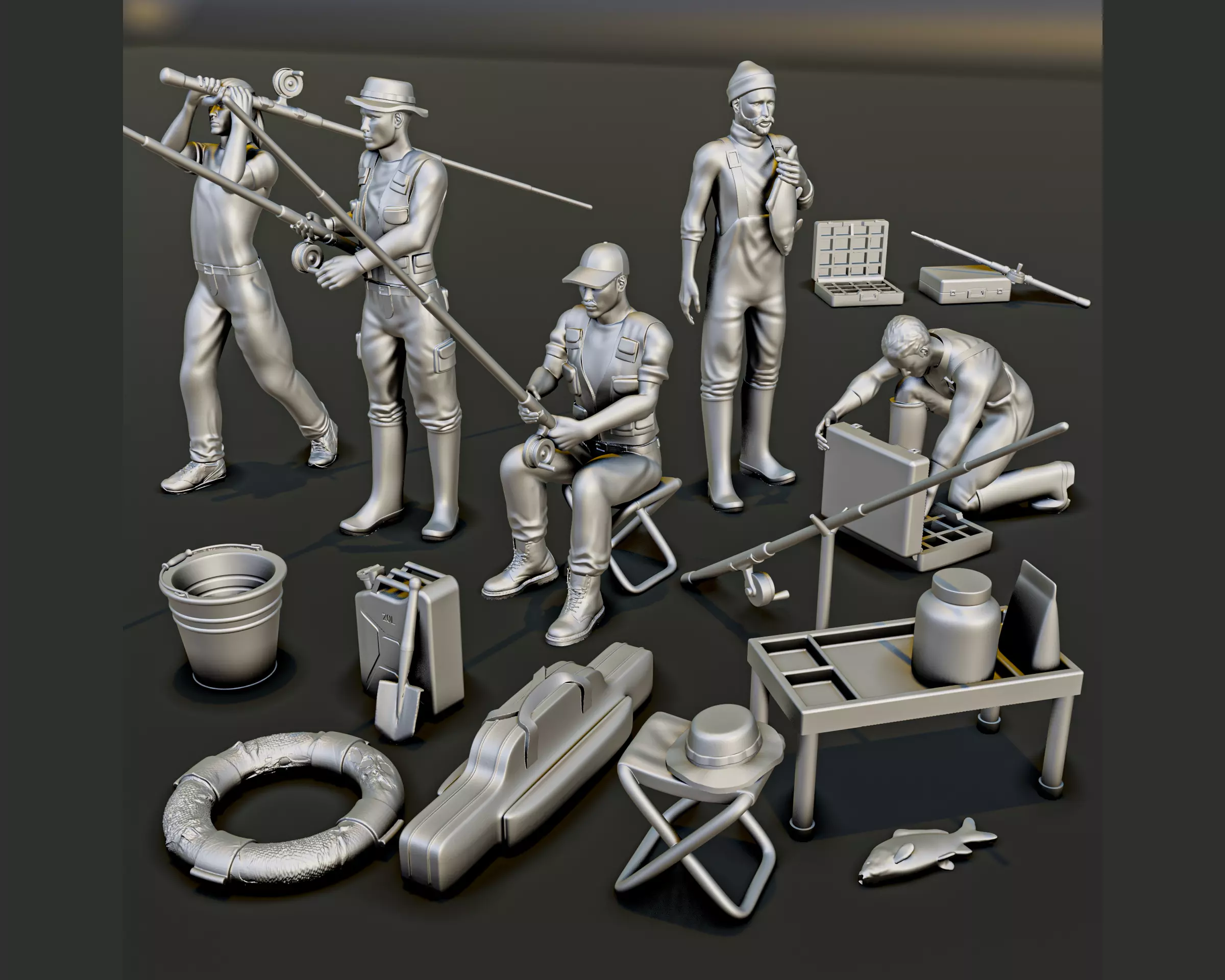 Fishing Diorama Pack 3D print model_0
