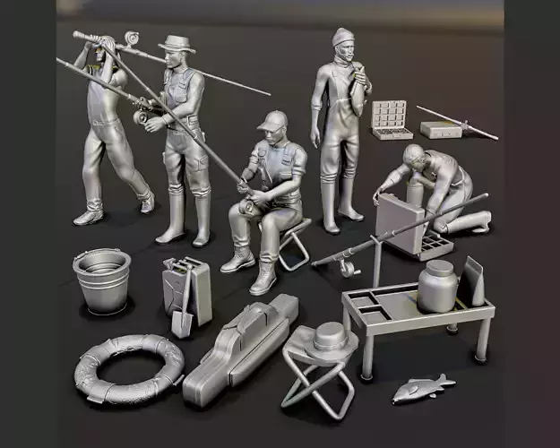 Fishing Diorama Pack 3D print model