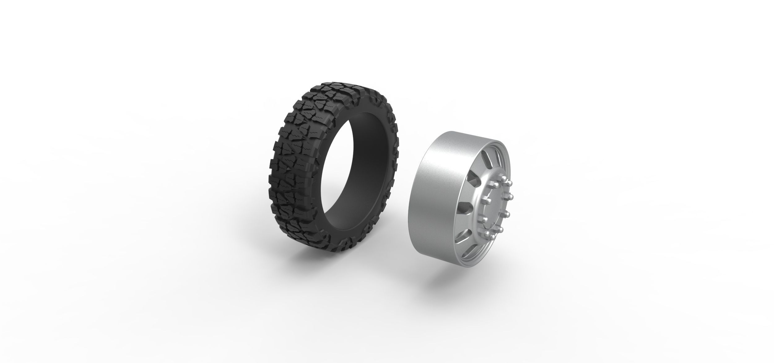 Front semi wheel for pickup V21 Scale 1 to 25 3D print model_8