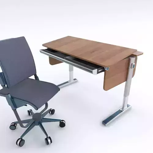 School Desk and Chair Adjustable 3D model