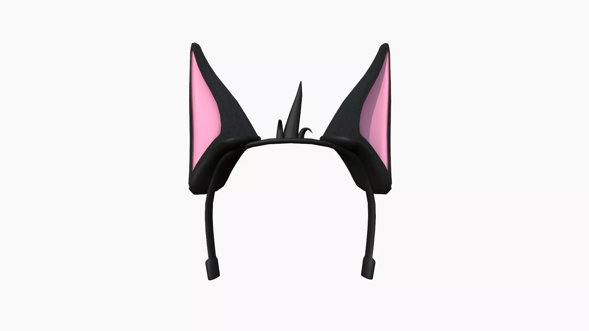Furry Ears Tiara D01 Black - Headband Character Design Low-poly 3D model_0
