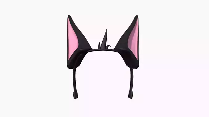 Furry Ears Tiara D01 Black - Headband Character Design Low-poly 3D model