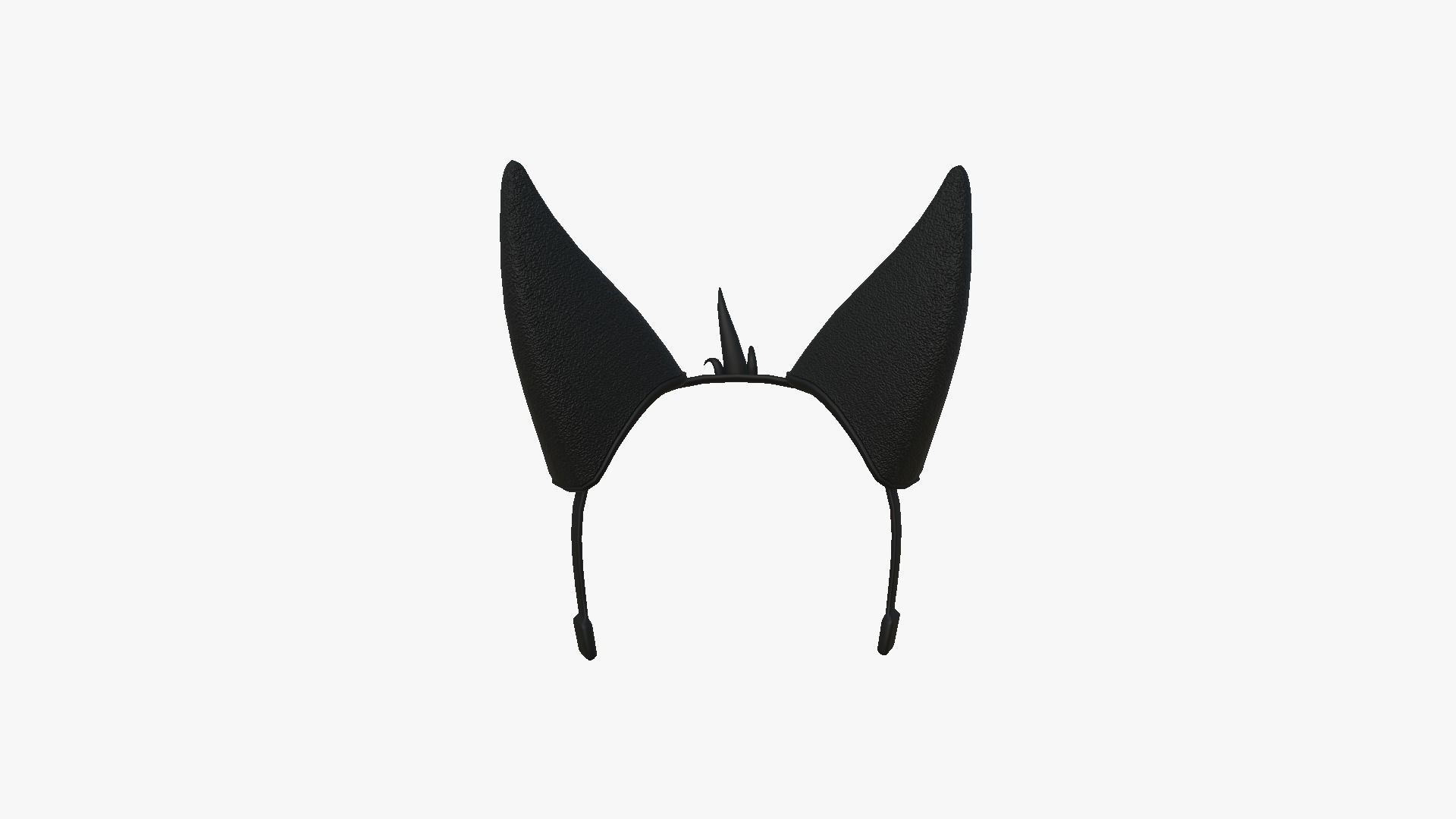Furry Ears Tiara D01 Black - Headband Character Design Low-poly 3D model_4