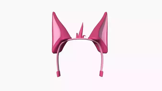 Furry Ears Tiara D02 Pink - Headband Character Design Low-poly 3D model