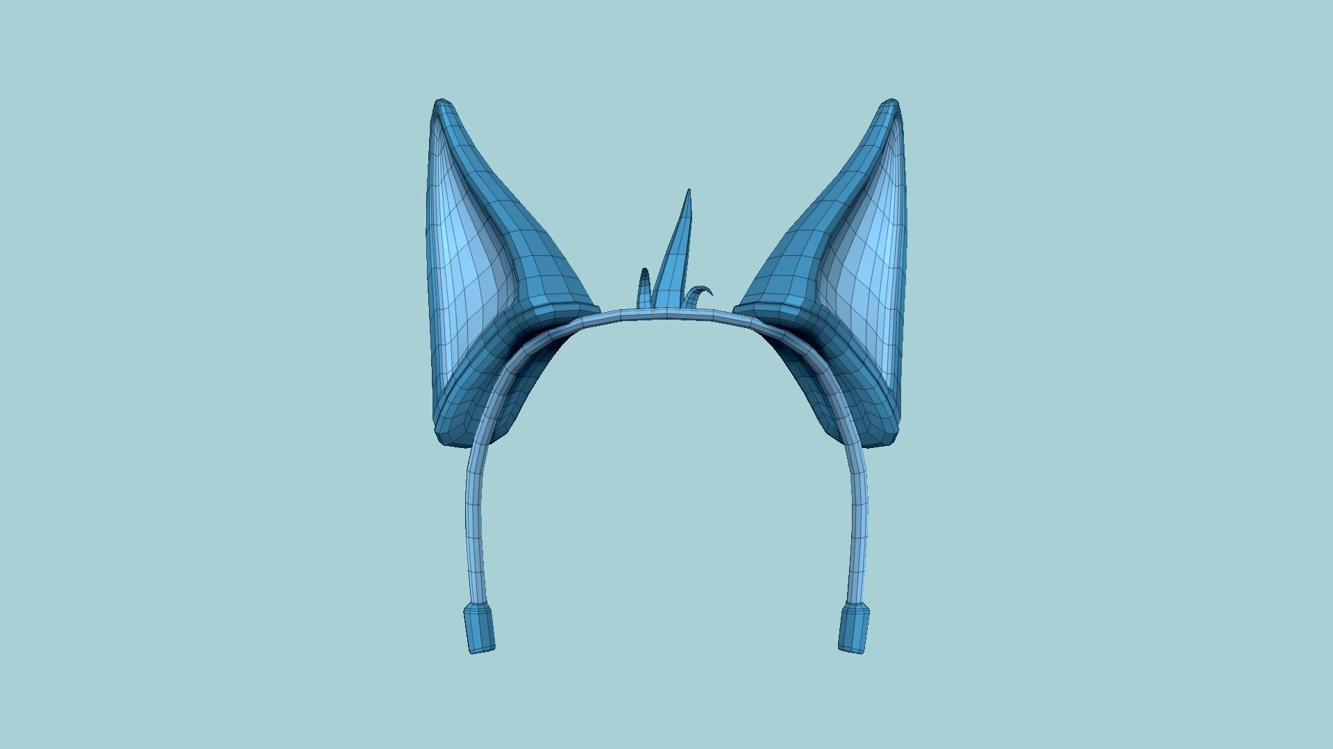 Furry Ears Tiara D03 Blue - Headband Character Design Low-poly 3D model_6