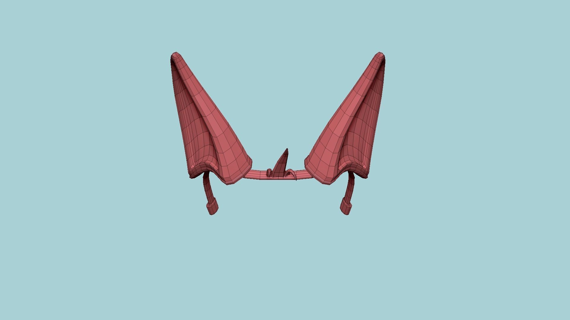 Furry Ears Tiara D03 Blue - Headband Character Design Low-poly 3D model_21