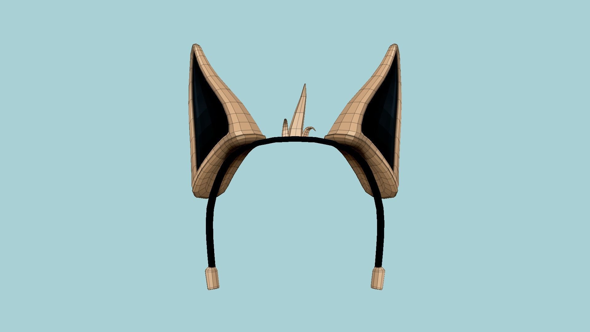 Furry Ears Tiara D04 Beige - Headband Character Design Low-poly 3D model_6