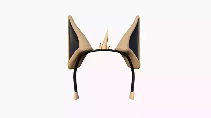 Furry Ears Tiara D04 Beige - Headband Character Design Low-poly 3D model