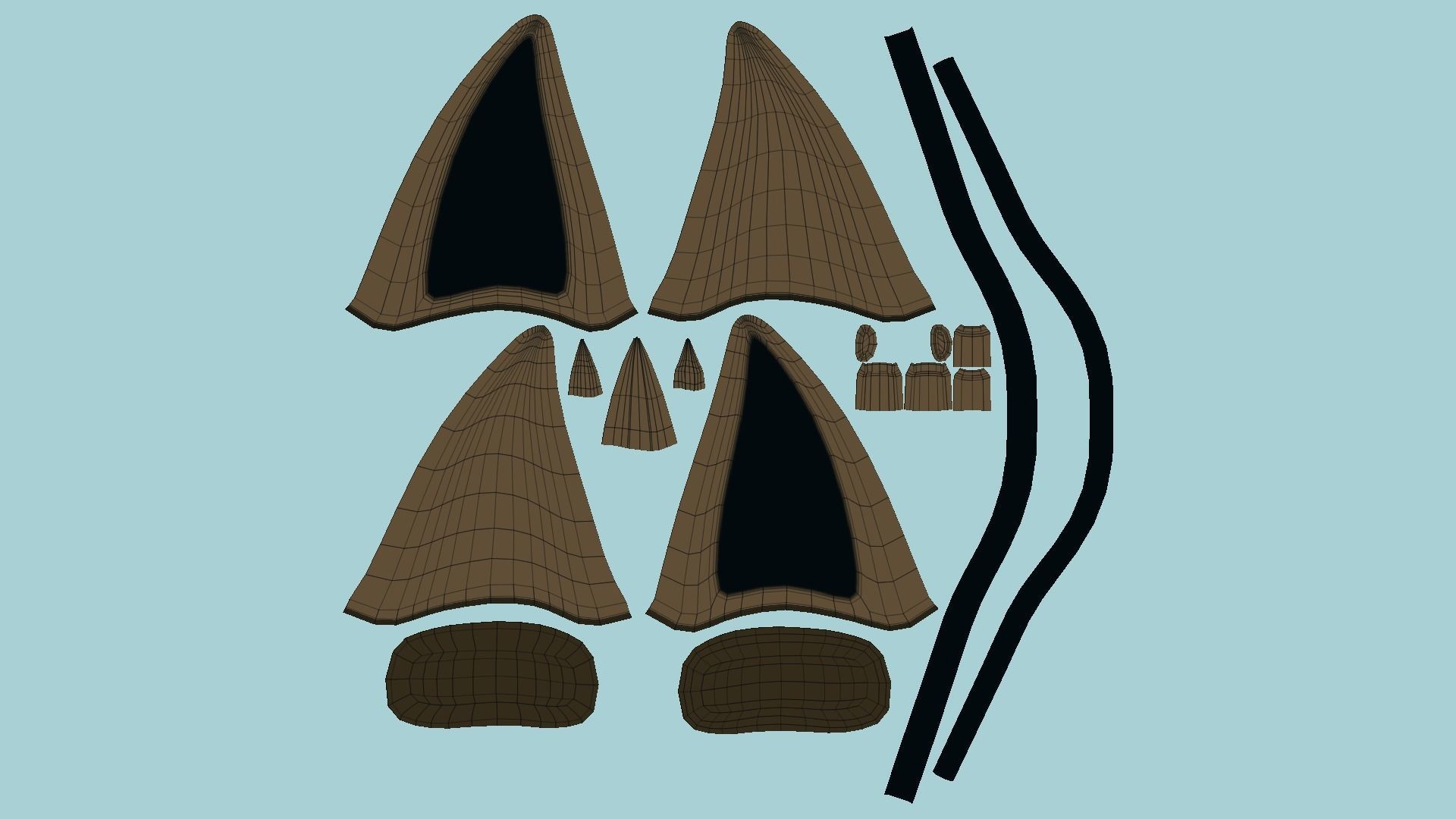 Furry Ears Tiara D05 Brown - Headband Character Design Low-poly 3D model_5