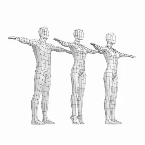 Natural Female and Male in T-Pose Base Mesh