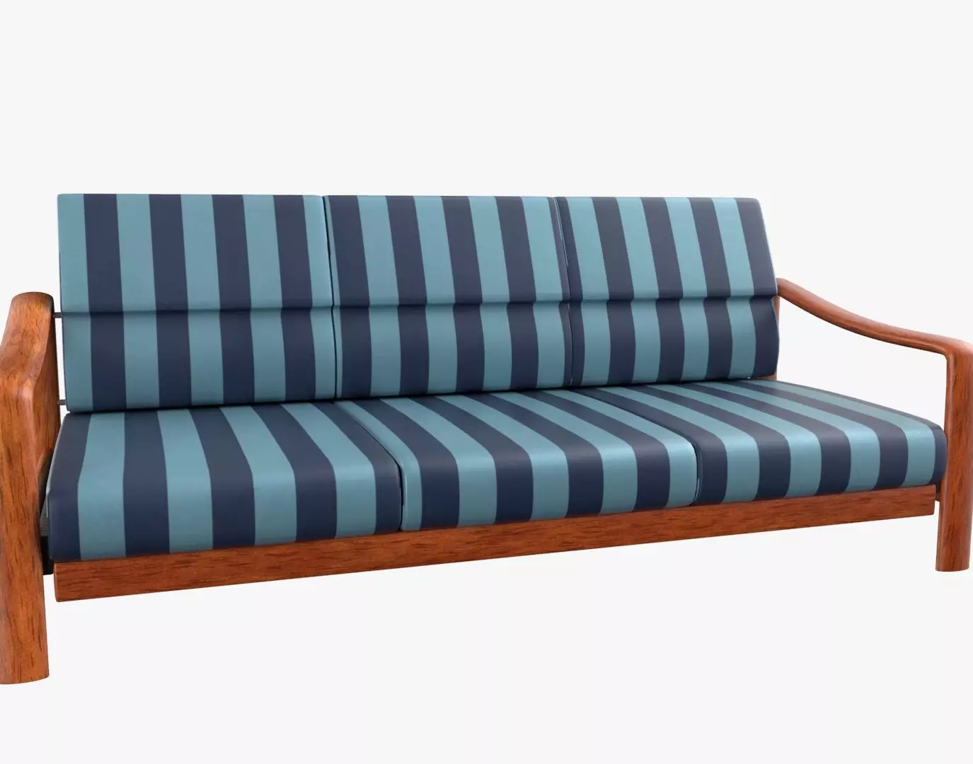 Vintage Teak Sofa Fabric Blue 3D model