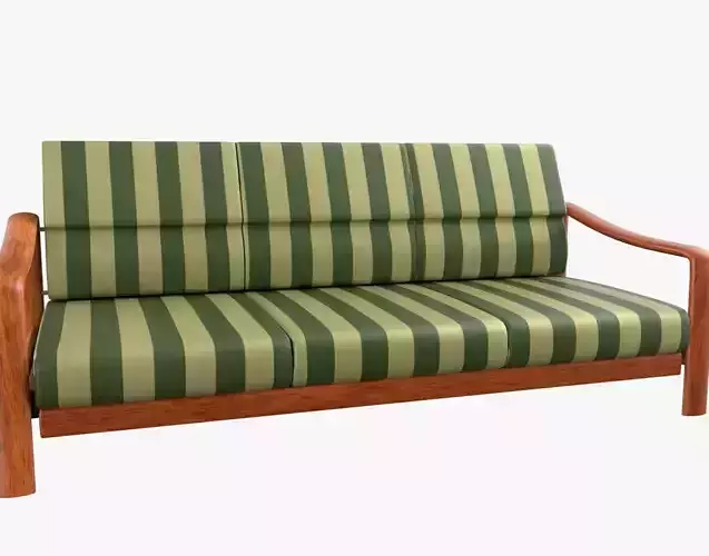 Vintage Teak Sofa Fabric Green