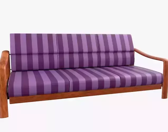 Vintage Teak Sofa Fabric Pink 3D model
