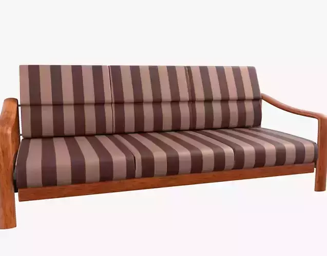 Vintage Teak Sofa Fabric Red