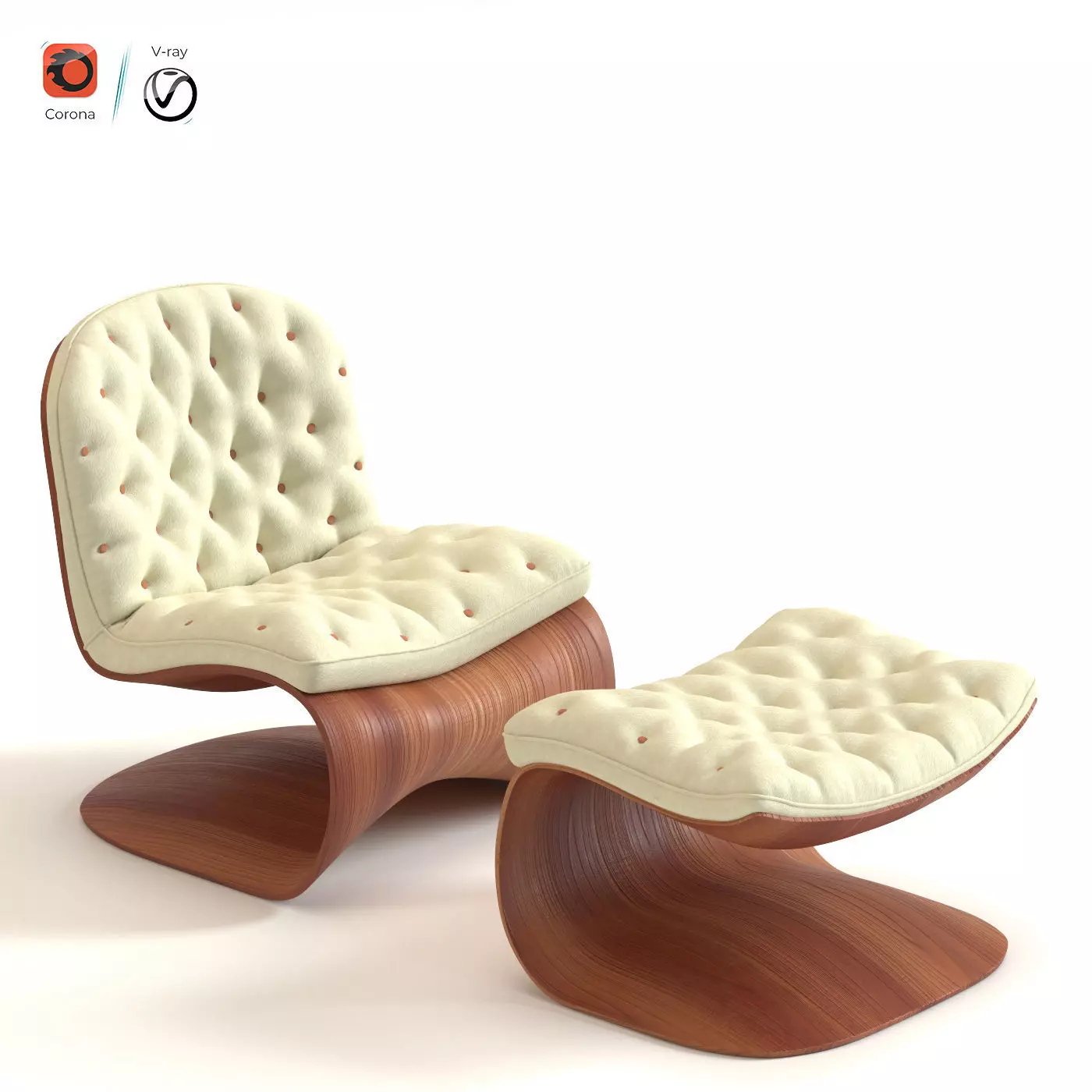 Sofa chair with footrest 3D model
