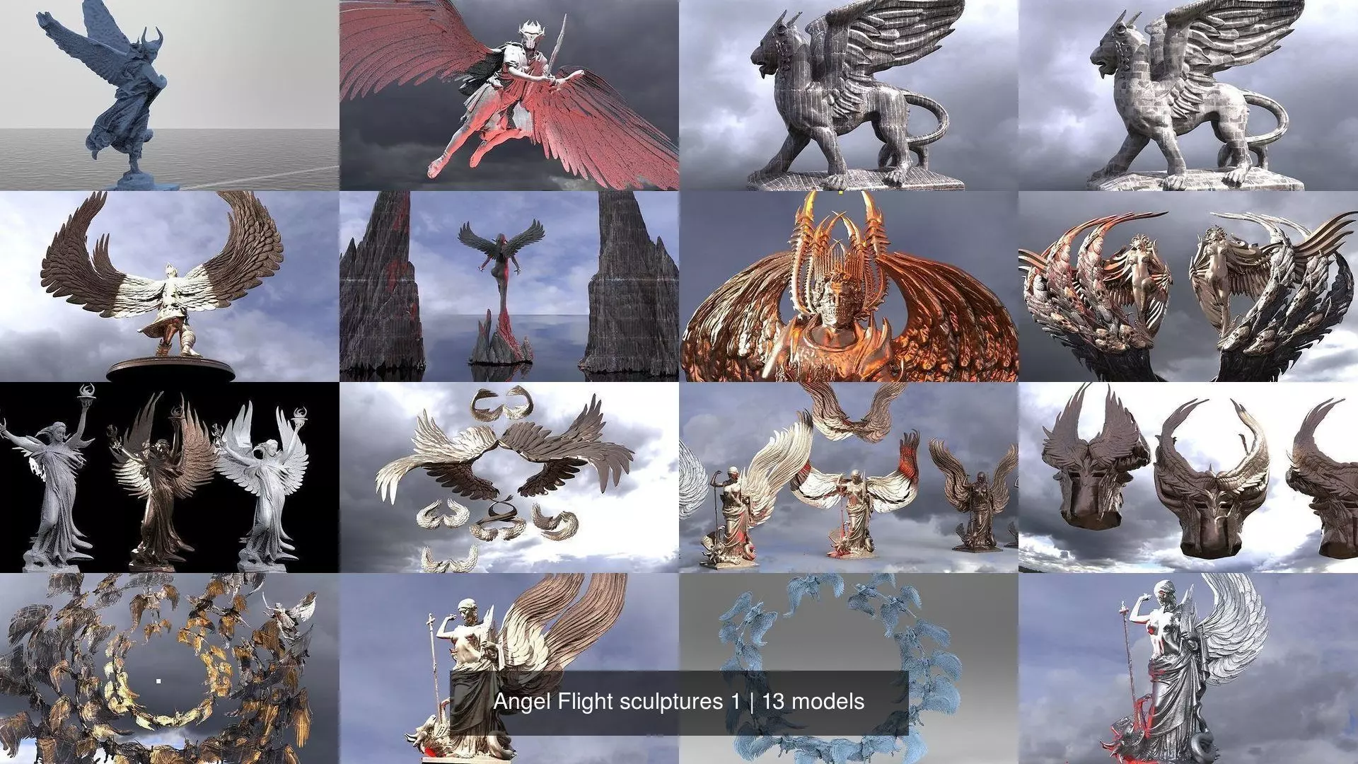 Angel Flight sculptures 1 3D Model Collection_0