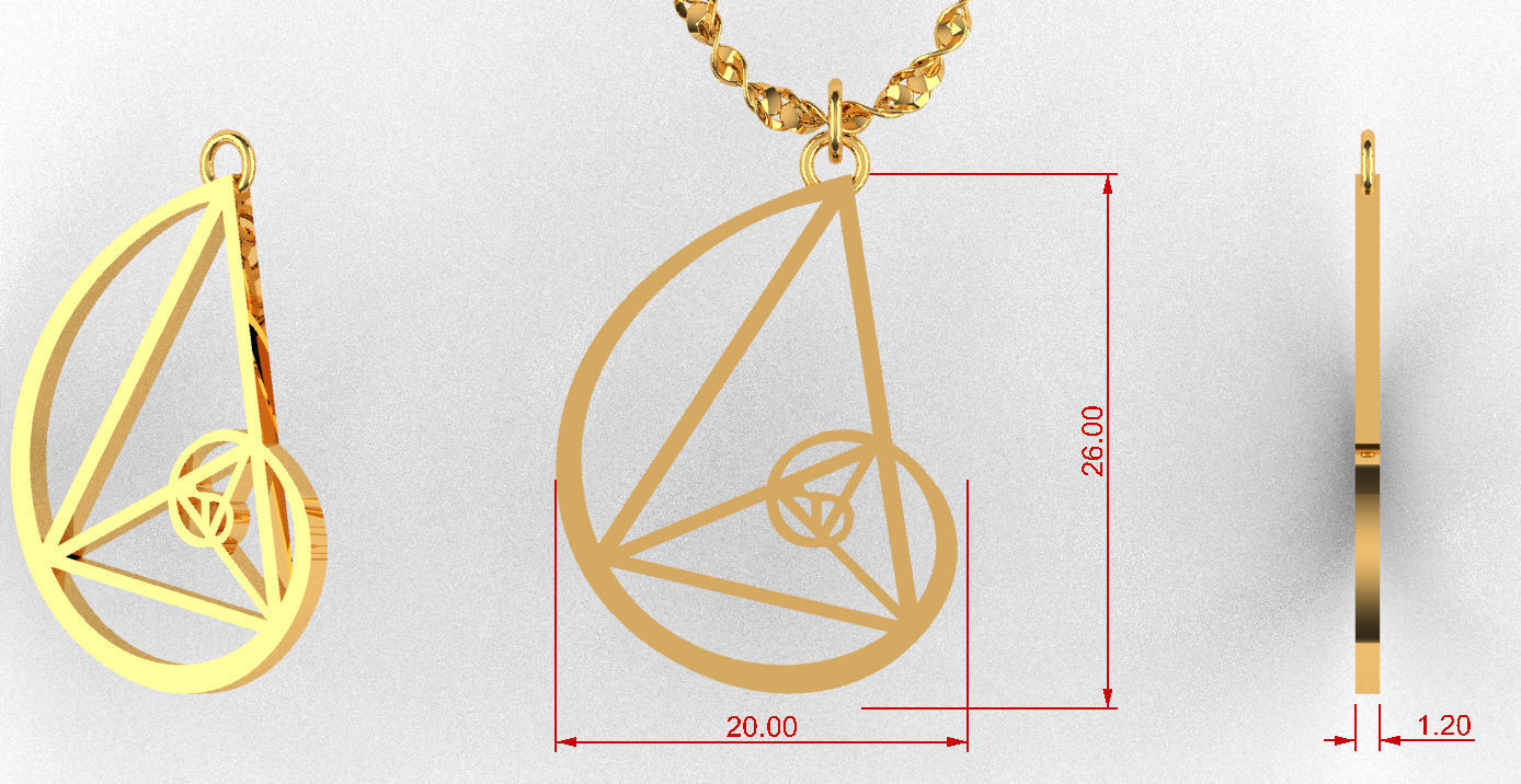 Fibonacci Necklace or earrings 3D print model_1