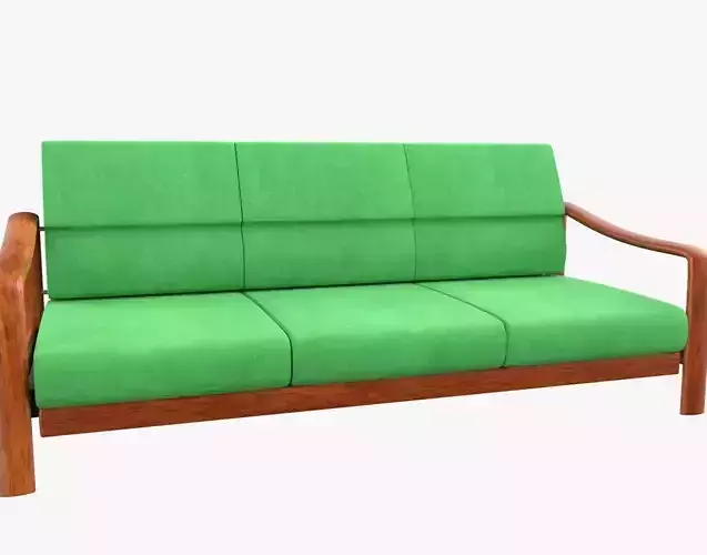 Vintage Teak Sofa Velvet Green